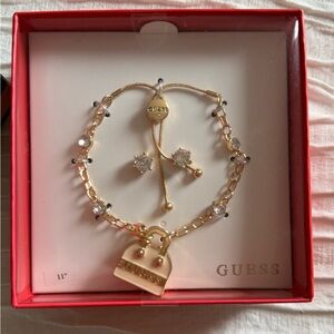 GUESS Gold-Tone Bracelet with Charm and Crystal Accents